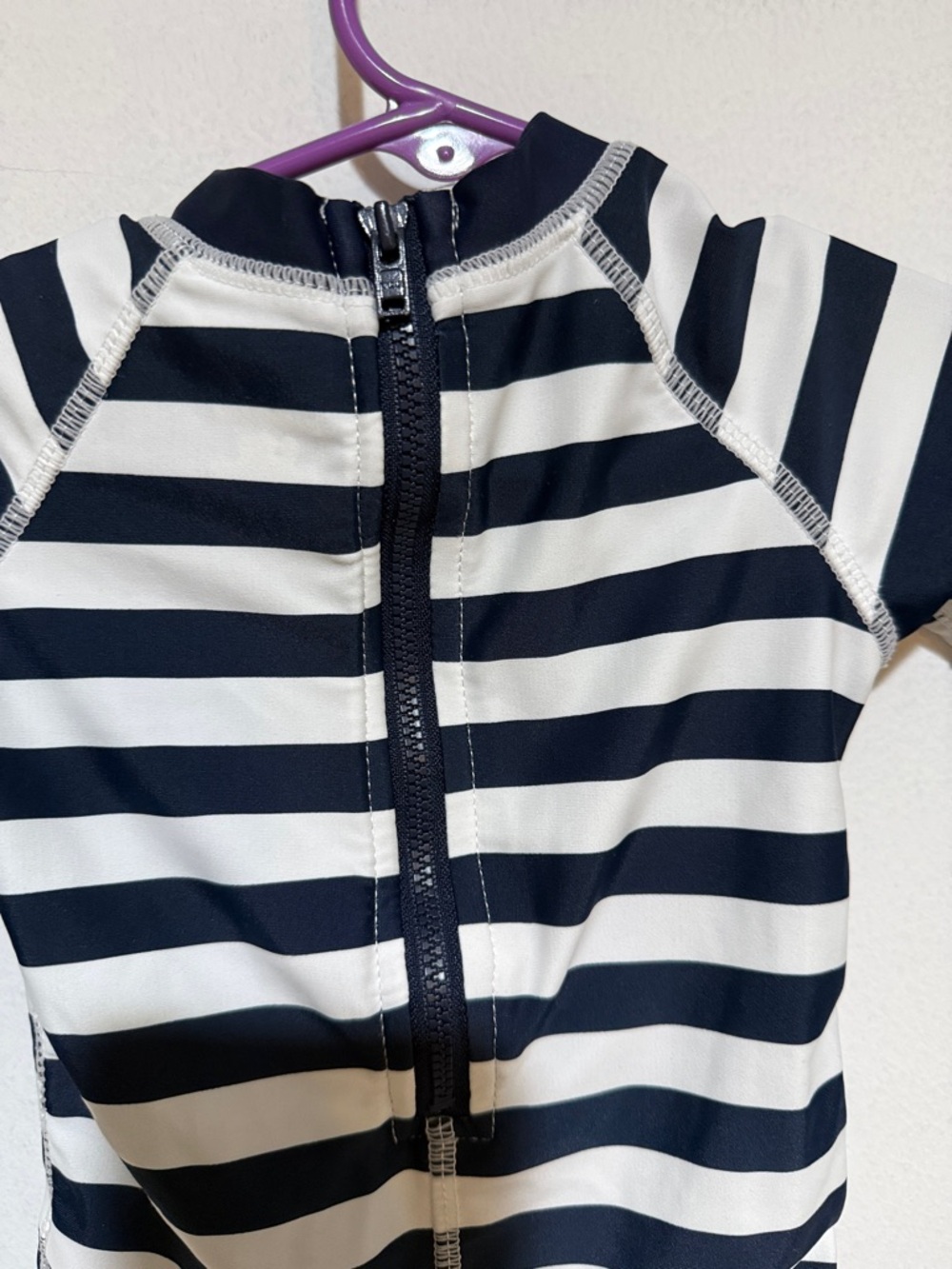 Koala Kids Navy & White Striped One-Piece Bathing Suit with Blue Shark - Picture 4 of 4